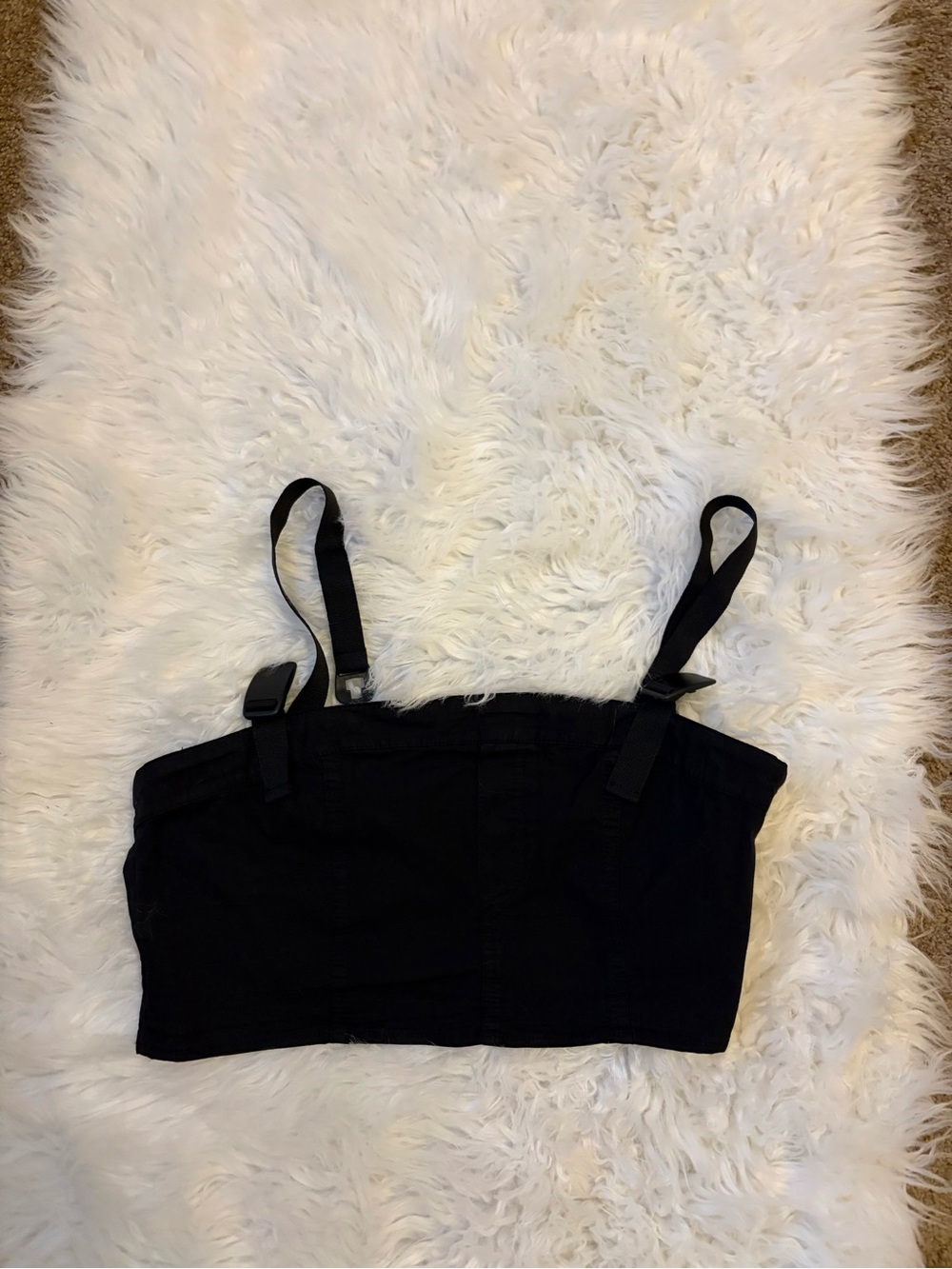 Black Adjustable Strap Crop Top